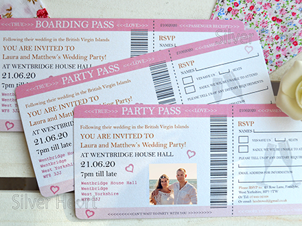 Boarding Pass Evening/Home Party Invitation - Destination Wedding